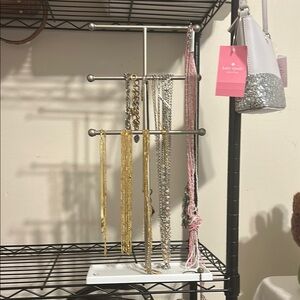 Silver Tiered Jewelry Organizer for Efficient Storage